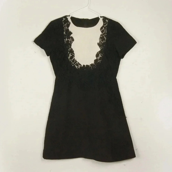 Valentino Black White Lace Aline Midi Short Sleeve Dress - Picture 6 of 11